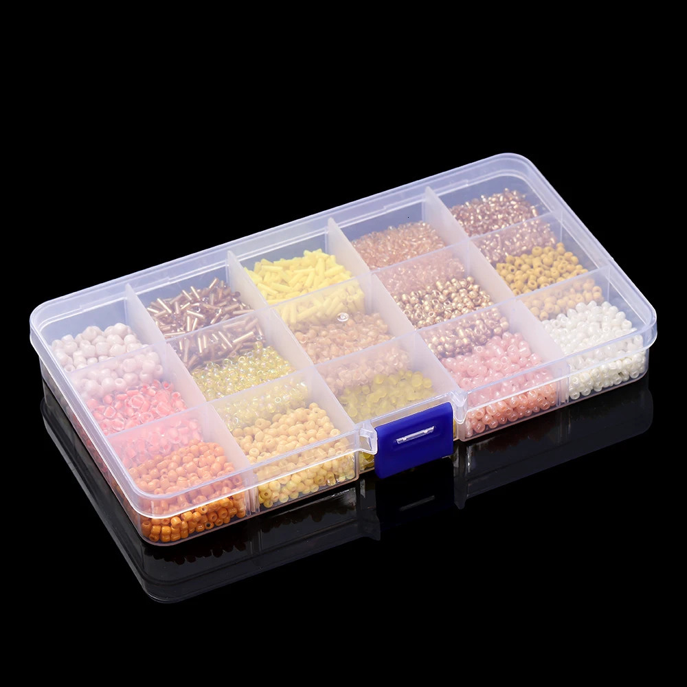 15Grids/Box Jewelry Making Kit Seed Beads Set Glass Beads Set Bracelets Necklace Ring Making Seedbeads Kit For DIY Art Craft 231229