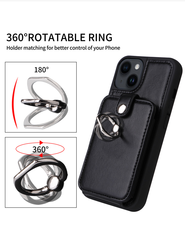 50pcs/lot Black Creative Phone Cases PU Leather Mobile anti-drop phone Cover For 15 pro max