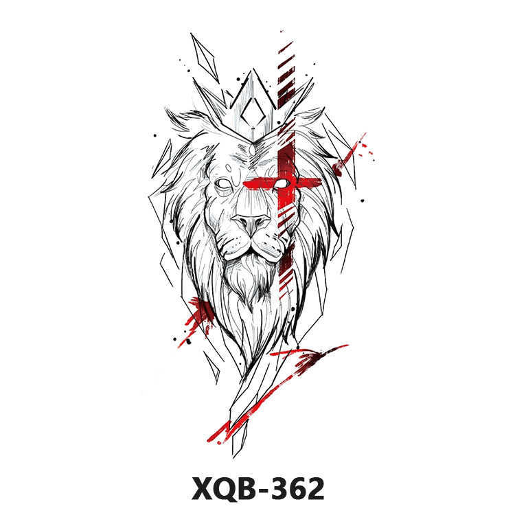 Makeup full arm Small animal tiger wolf flower tattoo sticker half waterproof female durable male black and white transfer