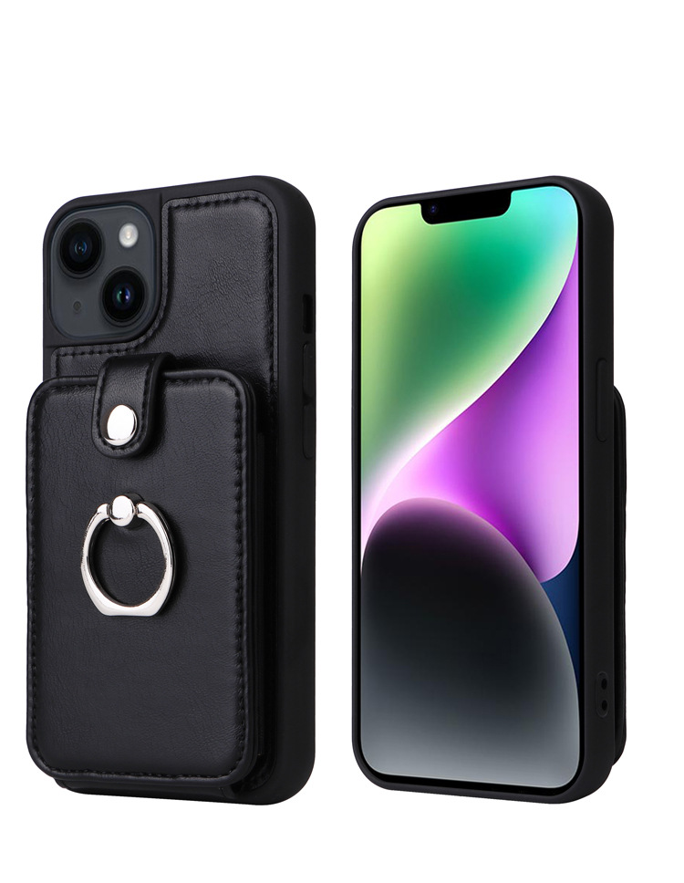 50pcs/lot Black Creative Phone Cases PU Leather Mobile anti-drop phone Cover For 15 pro max