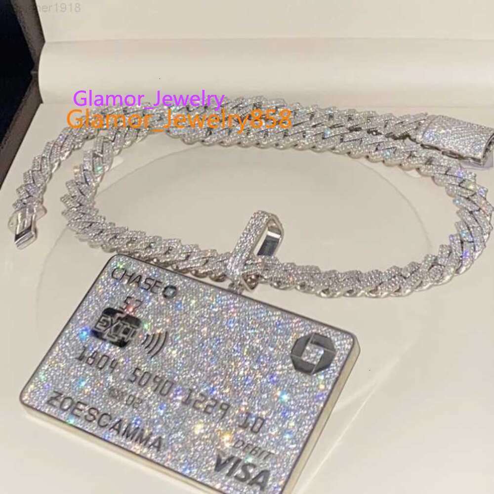 necklace moissanite chain Buss Down Iced Fully Vvs Moissanite Diamond Men Sterling Large Silver Pendant Custom Hip HopMoissanite pendant
