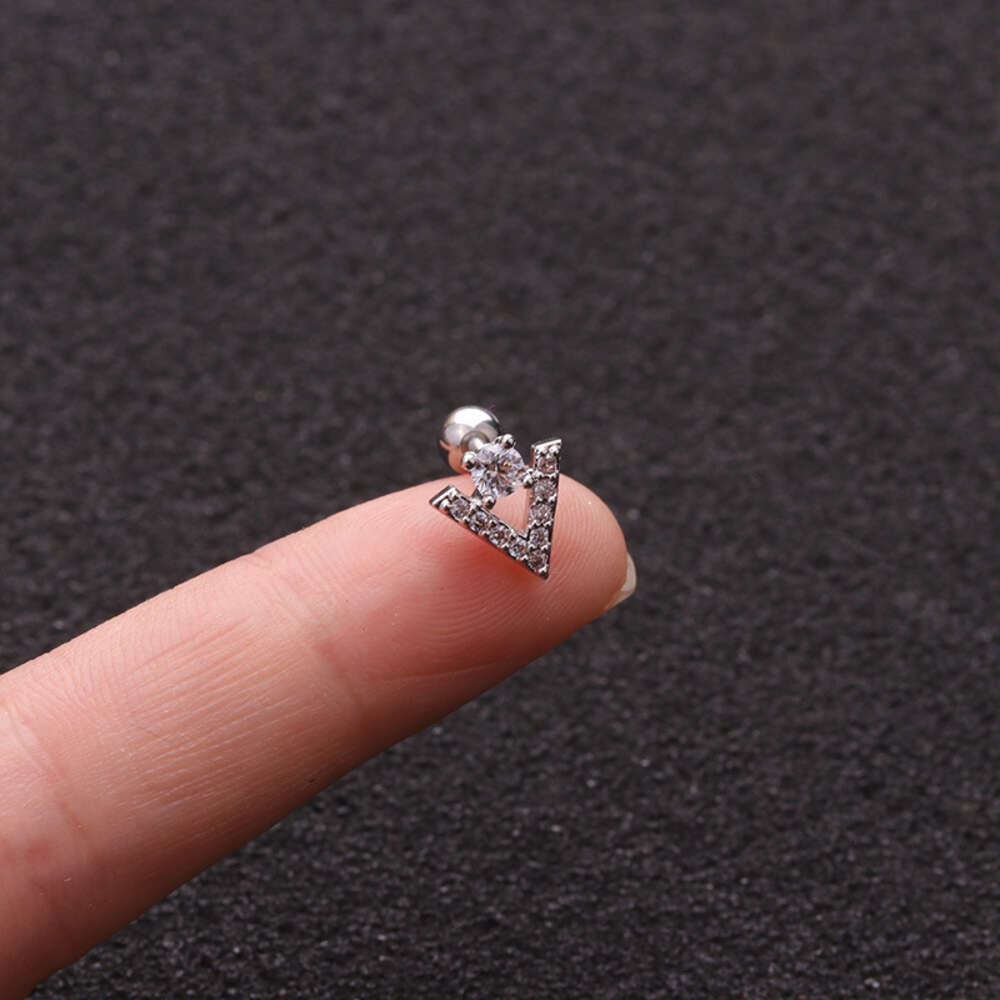 Wolf Tide Screw Barbell Earring Ball Studs Surgical Stainless Steel Earring Snew Creative Earrings Arrow Square Cubic Zirconia Cartilage Piercing Body