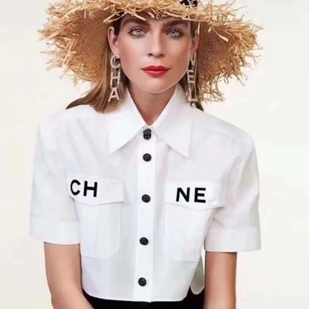 Women Shirt Designer Blouse Womens Fashion Solid Color Letter Print Graphic Sleeve Shirts Casual Simple Short Atmospheric Cardigan Buttons Coat