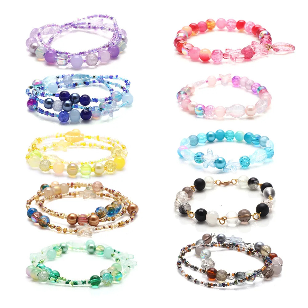 Mix Shape Glass Beads Kit Multicolor Round Crystal Bead Set Loose Spacer Stone Beads for Jewelry Making DIY Bracelet Necklace 231229