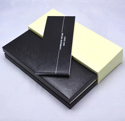 wholesale High Quality Black wood leather Pen Box Suit For Fountain Pen / Ballpoint - Roller Ball Pens Pencil Case with The Warranty Manual