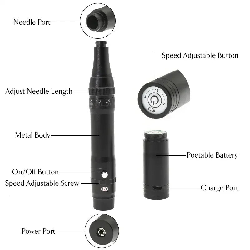 Wireless Permanent Makeup Machine Kit With Battery Microblading Pen Eyebrows Microshading PMU Tattoo Gun With Cartridge Needles 231229