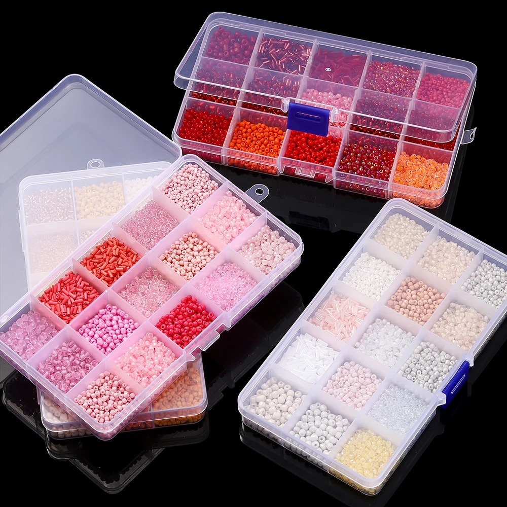 15Grids/Box Jewelry Making Kit Seed Beads Set Glass Beads Set Bracelets Necklace Ring Making Seedbeads Kit For DIY Art Craft 231229