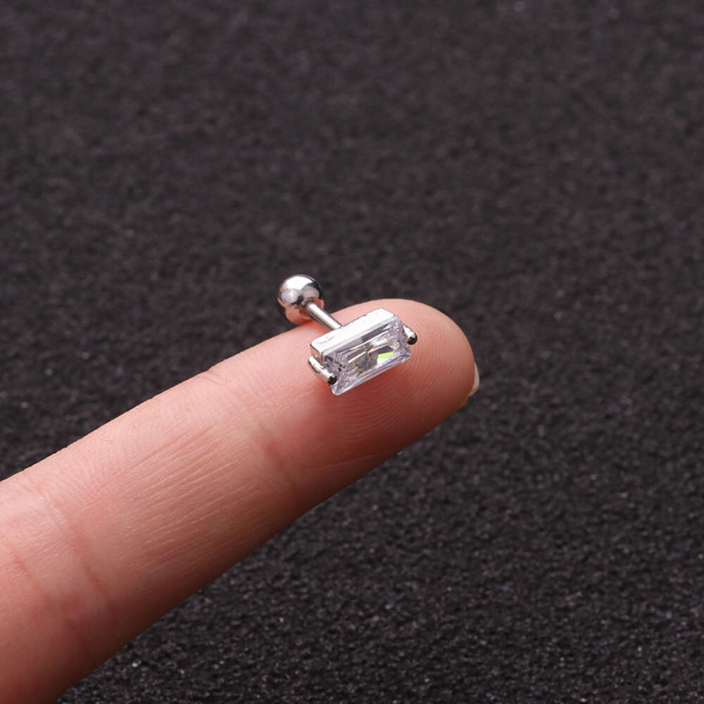 Wolf Tide Screw Barbell Earring Ball Studs Surgical Stainless Steel Earring Snew Creative Earrings Arrow Square Cubic Zirconia Cartilage Piercing Body