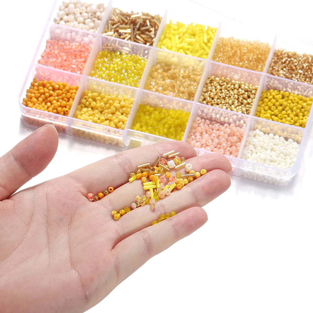 15Grids/Box Jewelry Making Kit Seed Beads Set Glass Beads Set Bracelets Necklace Ring Making Seedbeads Kit For DIY Art Craft 231229