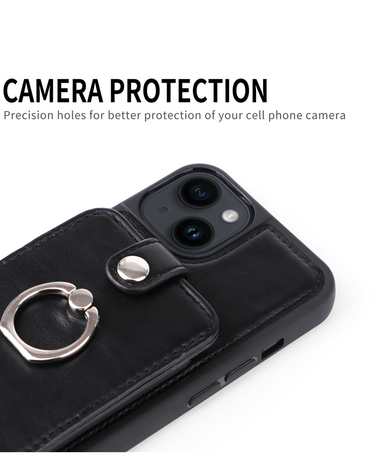 50pcs/lot Black Creative Phone Cases PU Leather Mobile anti-drop phone Cover For 15 pro max