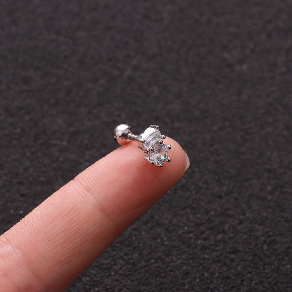 Wolf Tide Screw Barbell Earring Ball Studs Surgical Stainless Steel Earring Snew Creative Earrings Arrow Square Cubic Zirconia Cartilage Piercing Body