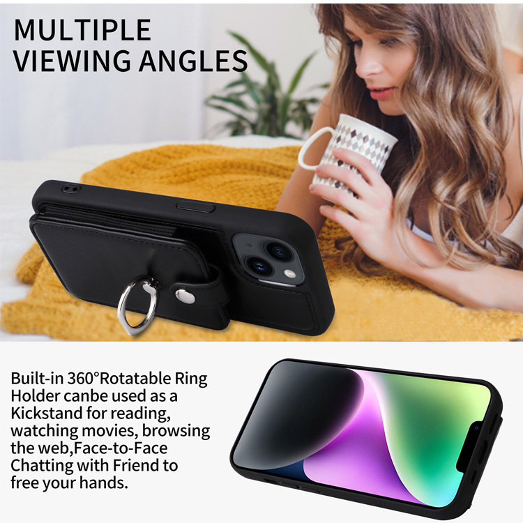 50pcs/lot Black Creative Phone Cases PU Leather Mobile anti-drop phone Cover For 15 pro max