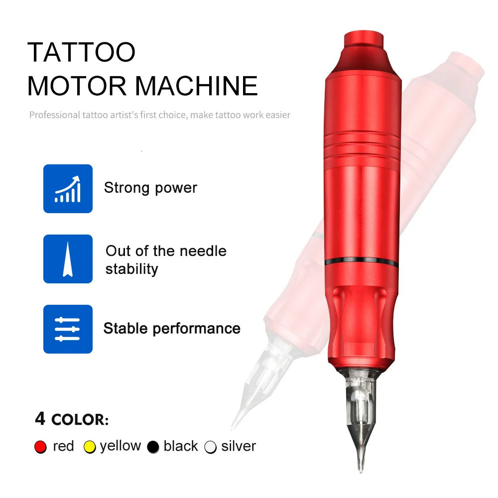 Professional Tattoo Machine Kit Complete DC Jack Rotary Machine Pen with 10pc Cartridge Needle 7pc Ink For Tattoo Beginner Sets 231229