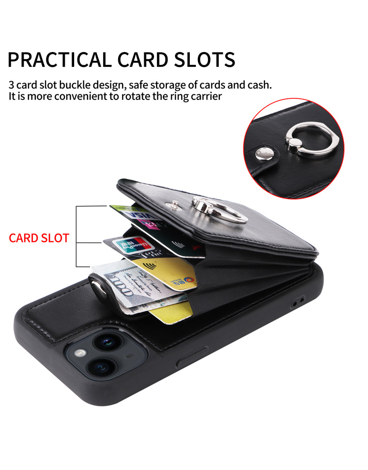 50pcs/lot Black Creative Phone Cases PU Leather Mobile anti-drop phone Cover For 15 pro max