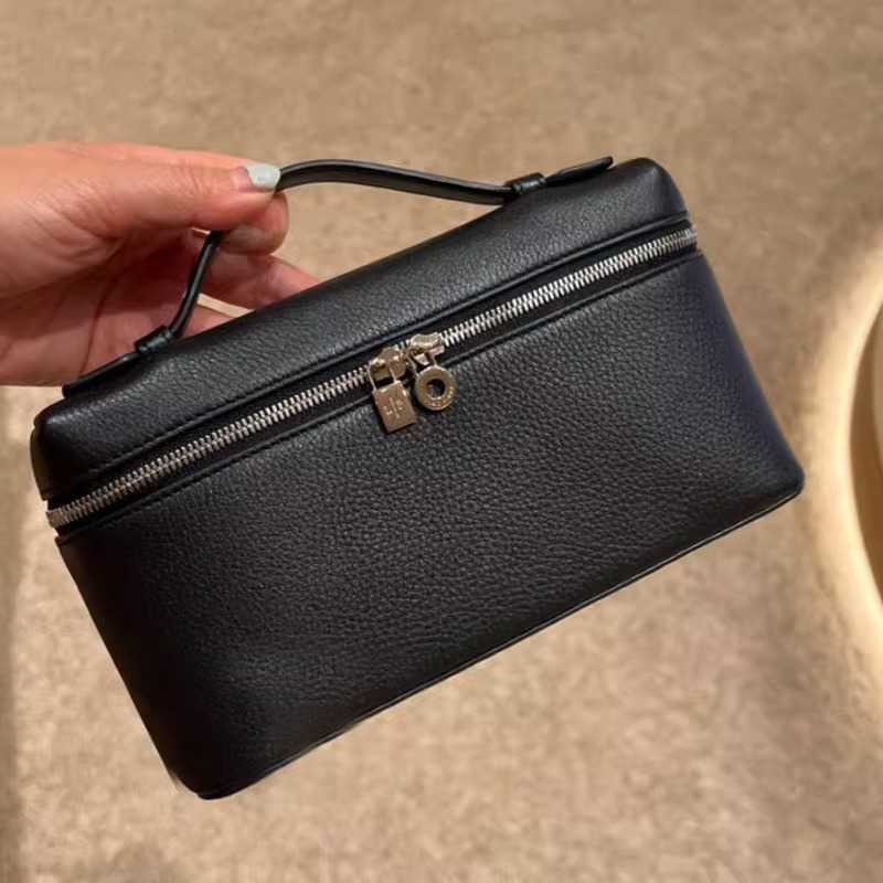 Leather Lunch Box: Litchi Pattern Cowhide Handbag with Insulated Compartment, Simple Shoulder Bag for Women Y260115