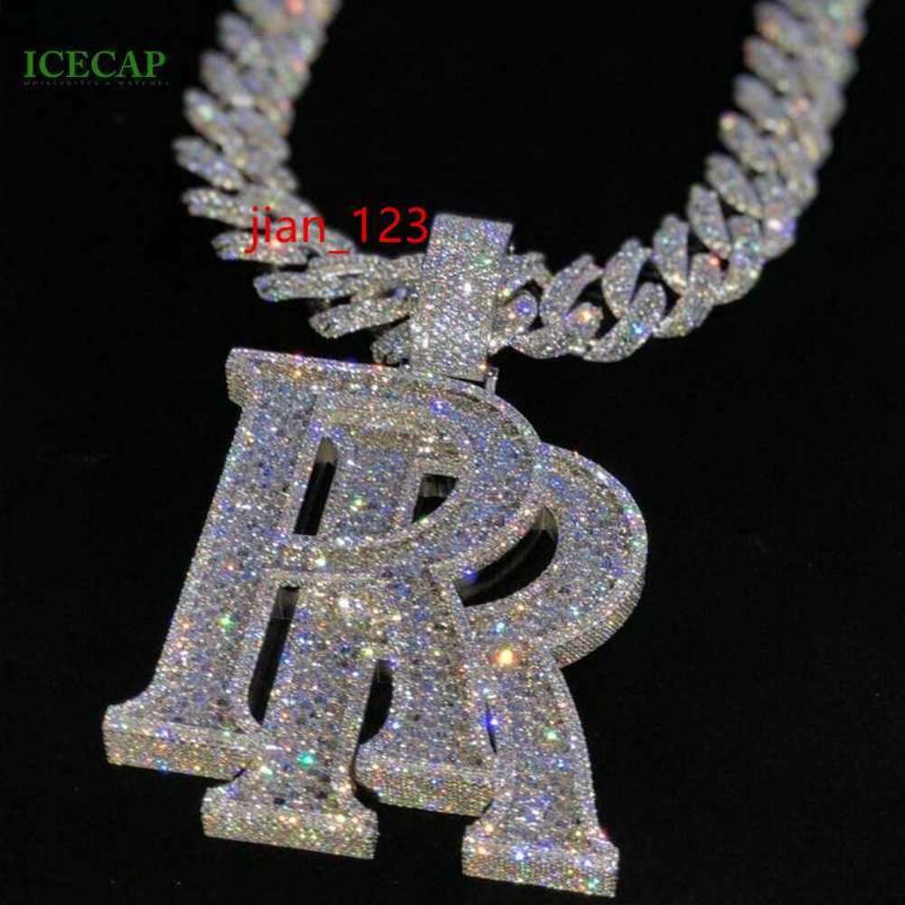 necklace moissanite chain Iced Out Jewelry Moissanite Letters Diamonds Pendant Custom Necklace Pendant Hip Hop 925 Silver Custom Pendant