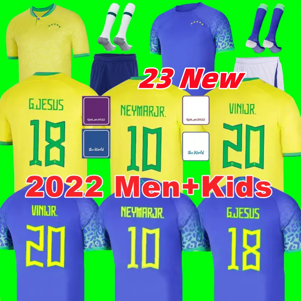 2023 Richarlison BrASil soccer jerseys VINI JR. Raphinha PAQUETA Antony World Cup shirts G.JESUS CASEMIRO BRAZILS Martinelli Rodrygo football kids Kit