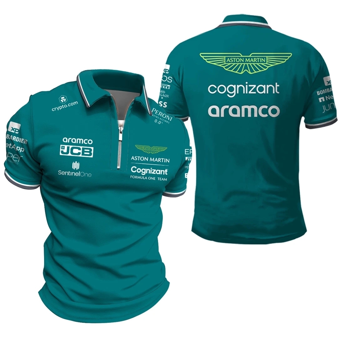 Men's Polos Fashion Aston Martin Team T-shirts Spanish Racing Driver Fernando Alonso 14 and STROLL 18 Oversized Polo Shirts 230630