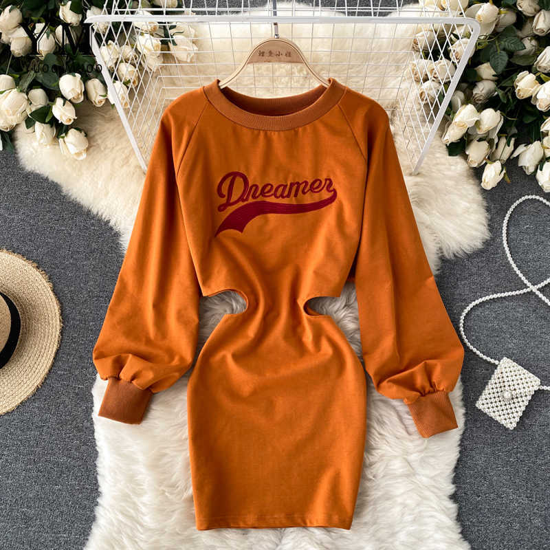 Casual Dresses High Quality Breathable T-shirt Designer Hollow Waist Sexy Mini Women's Street Clothing Autumn Dress P230606