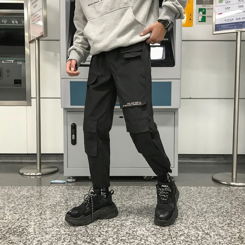 Men's Pants Men Streetwear Cargo Overalls Mens Baggy Hip Hop Joggers Pockets Harem Purple Sweatpants Korean 230630