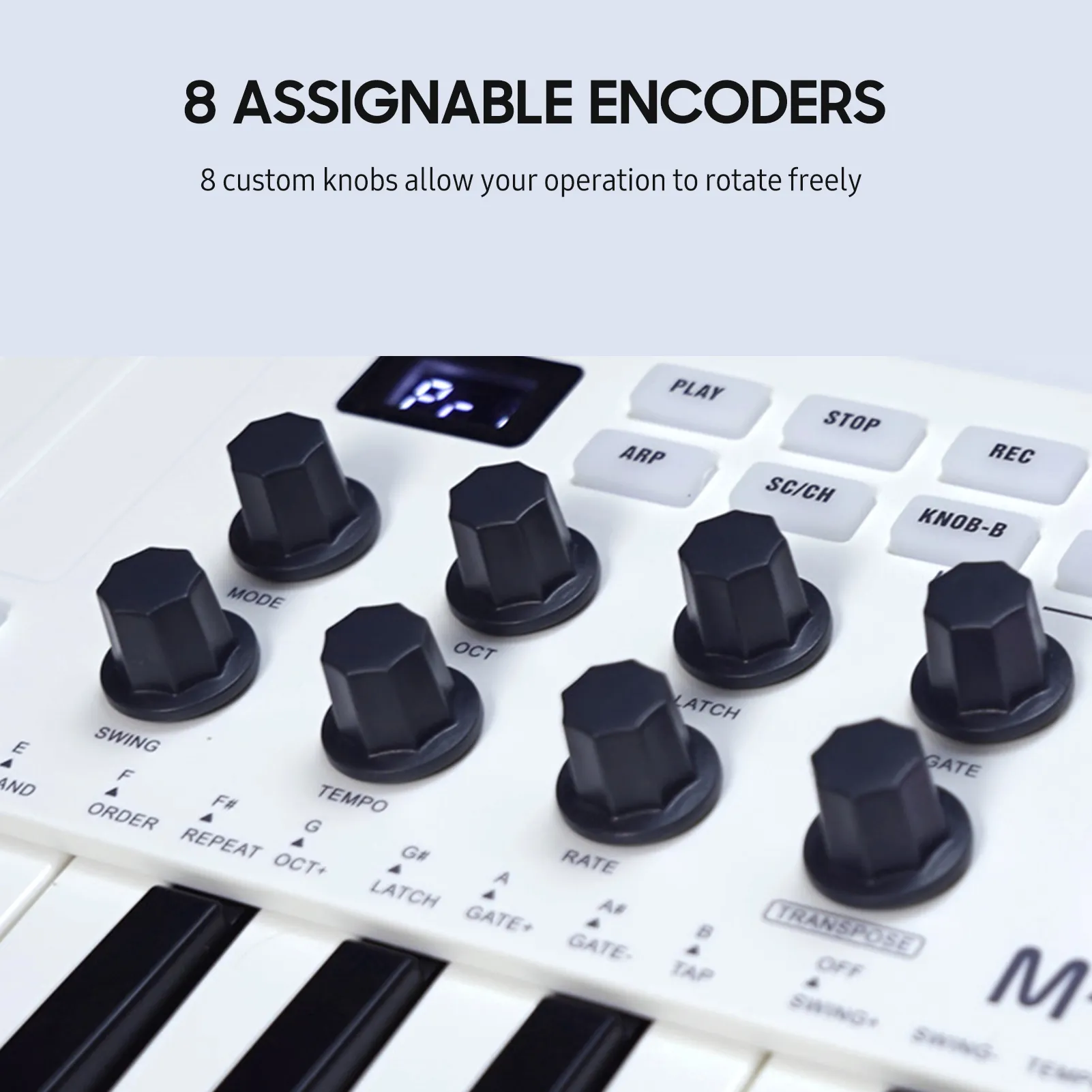 25-Key Mini USB MIDI Keyboard Controller - Velocity Sensitive Keys, 8 RGB Backlit Pads, 8 Knobs, M-VAVE Portable MIDI Control with Enhanced