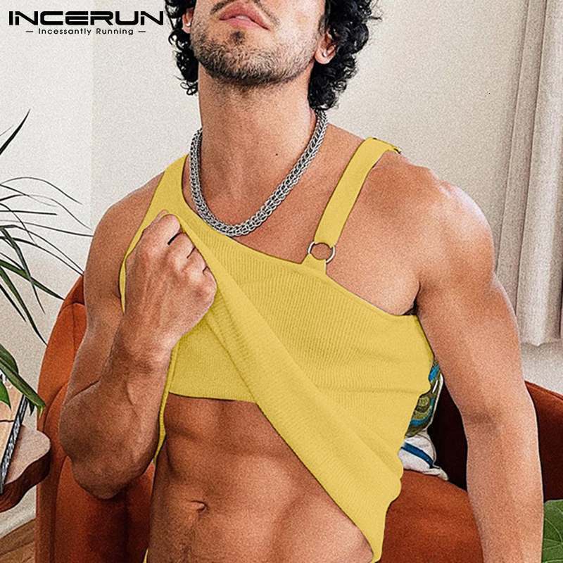 Men's Tank Tops Sexy Leisure Sleeveless Waistcoat Men Solid Comfortable Vests Fashion Casual Style Male Strappy 2023 S5XL INCERUN 230630