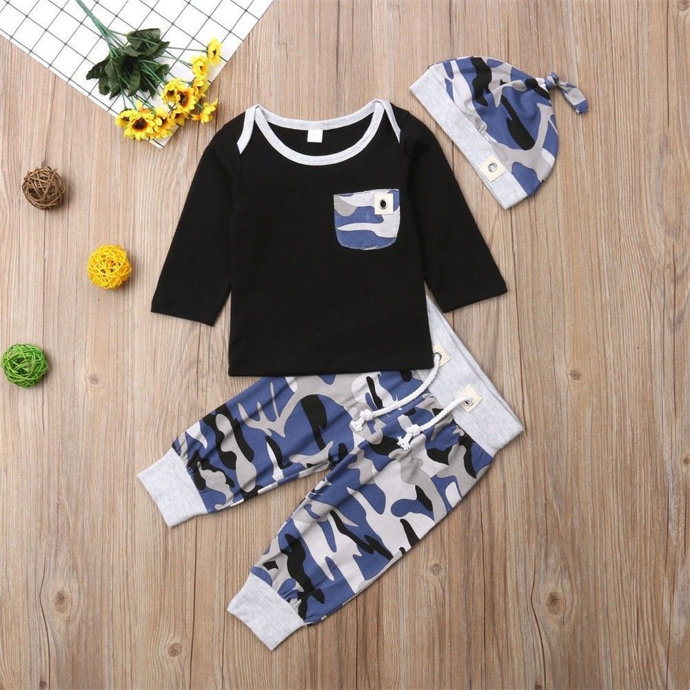 Clothing Sets Pudcoco Autumn Casual 3pcs Baby Boy Clothes Set born Infant Boys Camouflage Top Long Pants Hat Outfits 230630