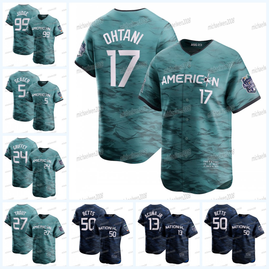 2023 All Star Game Jersey Shohei Ohtani Mookie Betts Ronald Acuna Jr. Aaron Judge Ken Griffey Jr. Corbin Carroll Freddie Freeman Juan Soto Adley Rutschman Arozarena, White
2023 All Star Game Jersey Shohei Ohtani Mookie Betts Ronald Acuna Jr. Aaron Judge Ken Griffey Jr. Corbin Carroll Freddie Freeman Juan Soto Adley Rutschman Arozarena, White
