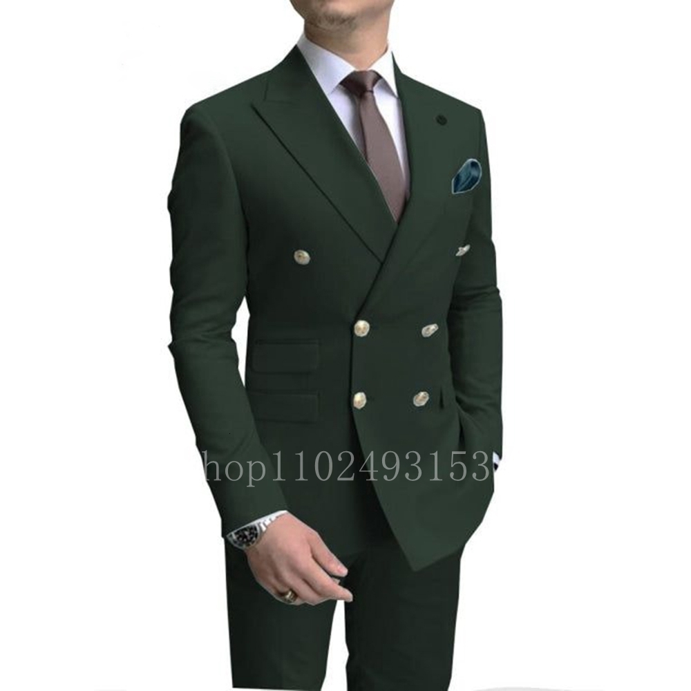 Men's Suits Blazers Fashion White Male Slim Fit 2 Pieces Double Breasted Elegant Formal Men Wedding Set Costume Homme 230630