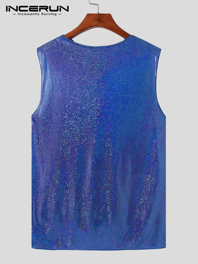 Men's Tank Tops INCERUN Men Sleeveless Pile Collar Shiny Solid Streetwear Party Nightclub Vests 2023 Sexy Fashion Casual S5XL 7 230630