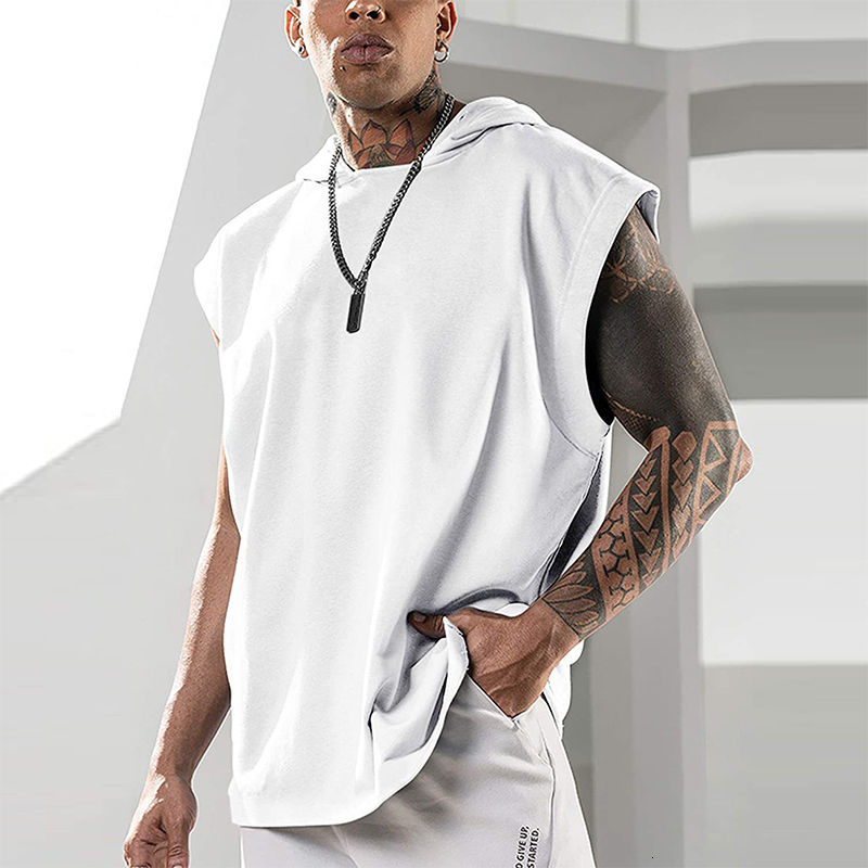 Men's Tank Tops 2023 ManSpring Summer Casual Mens's Sleeveless Fashion Loose Hooded Vest Pullover Men Clothing Leisure Cozy Streetwear 23063