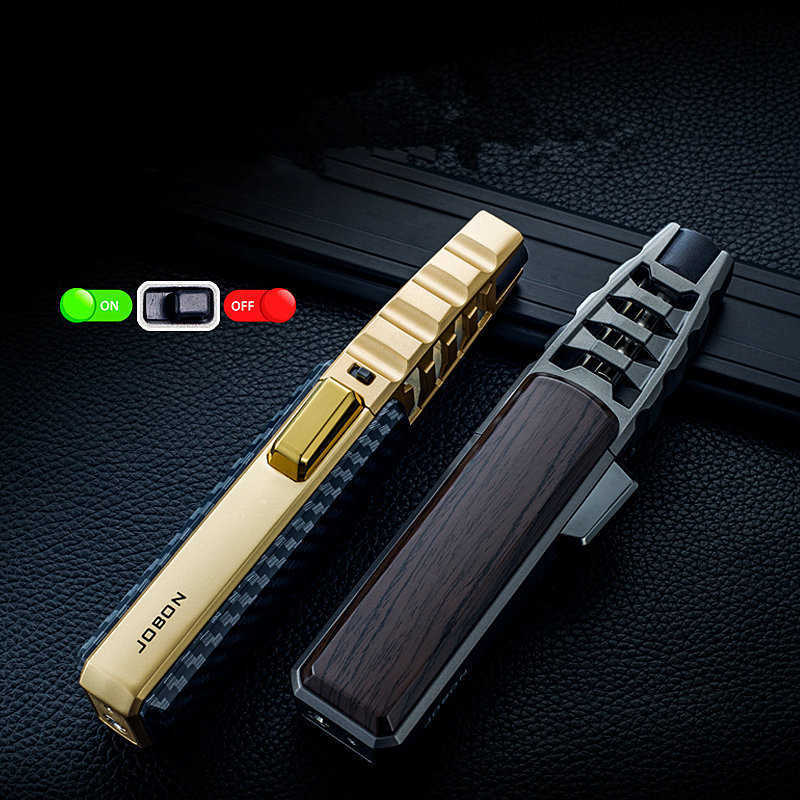 Jobon Kitchen Outdoor BBQ Metal Windproof Turbo Torch Jet Fire Butane No Gas Lighter Lock Safety Switch Cigar Gadgets I337 W260202