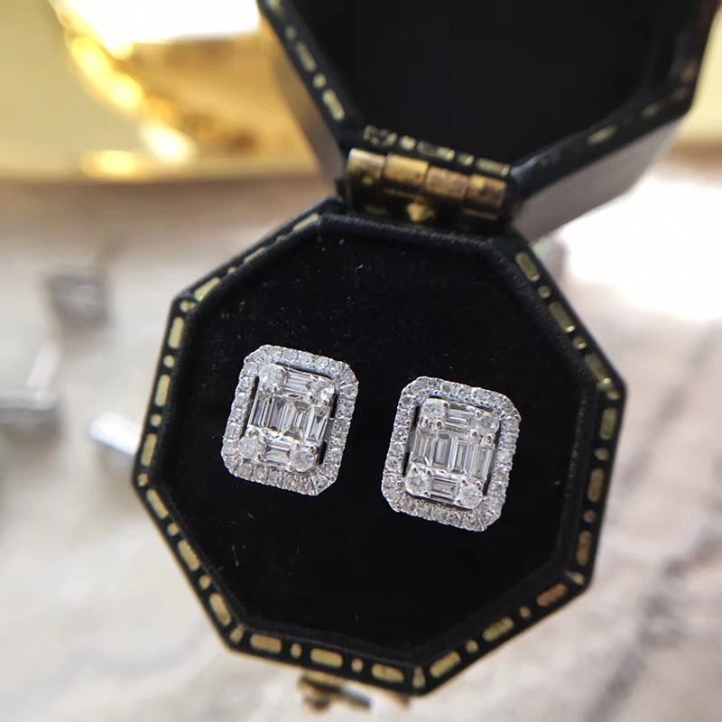 2023 Sparkling Stud Earrings Luxury Jewelry 925 Sterling Silver T Princess Cut White Topaz CZ Diamond Gemstones Party Promise Women Wedding Earring Gi