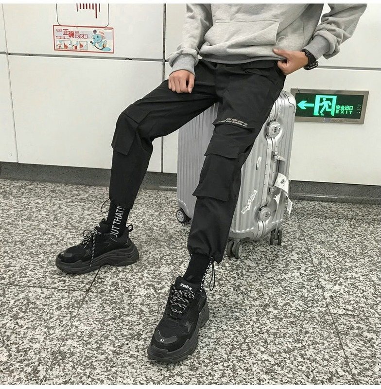 Men's Pants Men Streetwear Cargo Overalls Mens Baggy Hip Hop Joggers Pockets Harem Purple Sweatpants Korean 230630