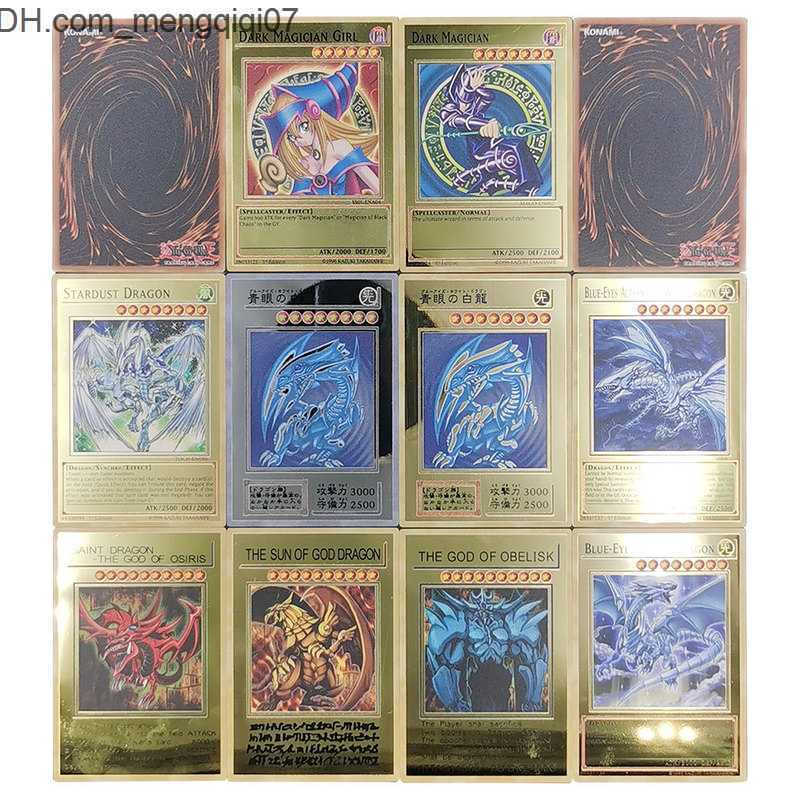 Card Games Yugioh Golden Metal Cards YuGiOh Alloy Collection Card Blue Eyes Dark Magicial Obelisk Slifer Ra Kids Christmas Birthday Gift 220808 Z23070