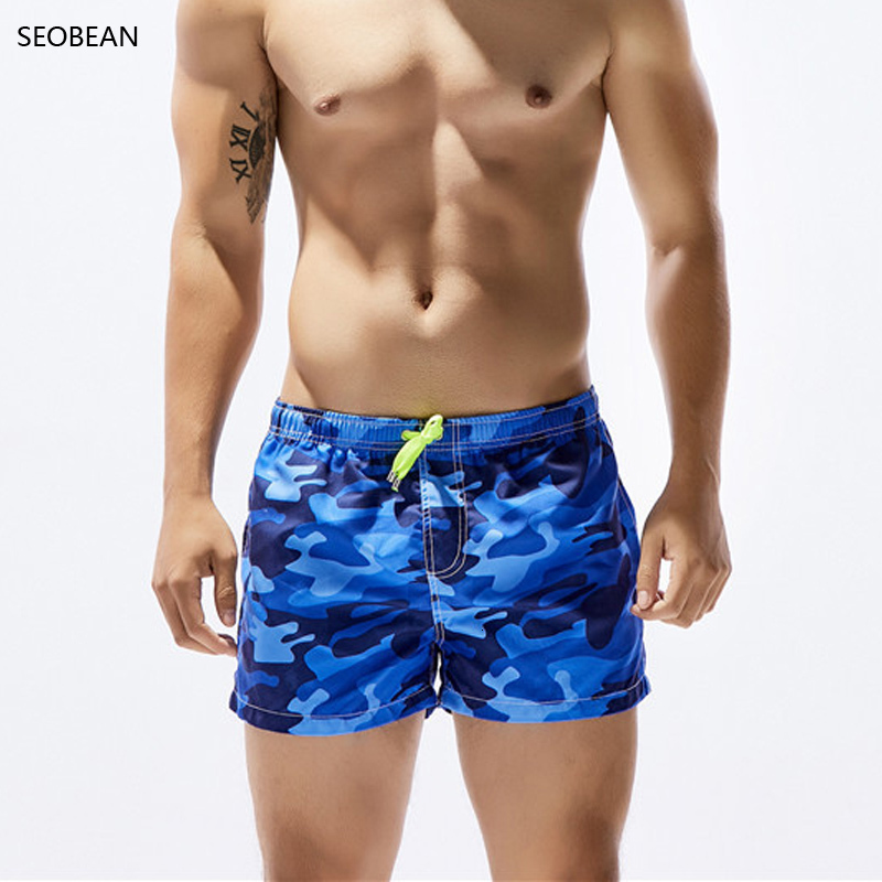 Men's Swimwear SD4 seobean blue green camouflage print beach short swimwear men swim trunk boxer board brief swimsuit sunga quick dry 230630