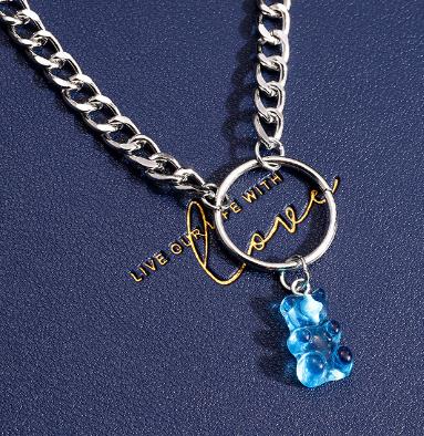 Cute Colorful Gummy Bear Pendant Necklaces for Women Christmas Gift Cool Punk Girl Hip Hop Choker