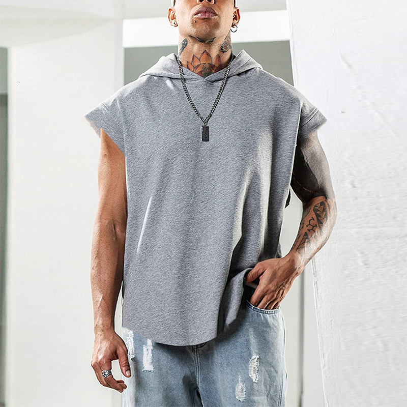 Men's Tank Tops 2023 ManSpring Summer Casual Mens's Sleeveless Fashion Loose Hooded Vest Pullover Men Clothing Leisure Cozy Streetwear 23063