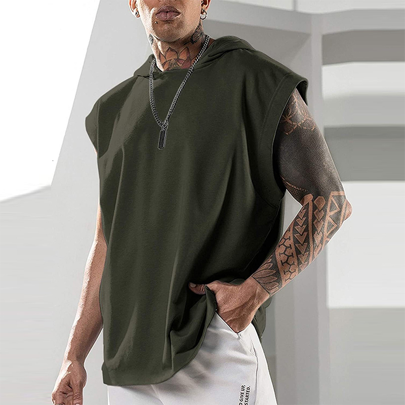 Men's Tank Tops 2023 ManSpring Summer Casual Mens's Sleeveless Fashion Loose Hooded Vest Pullover Men Clothing Leisure Cozy Streetwear 23063