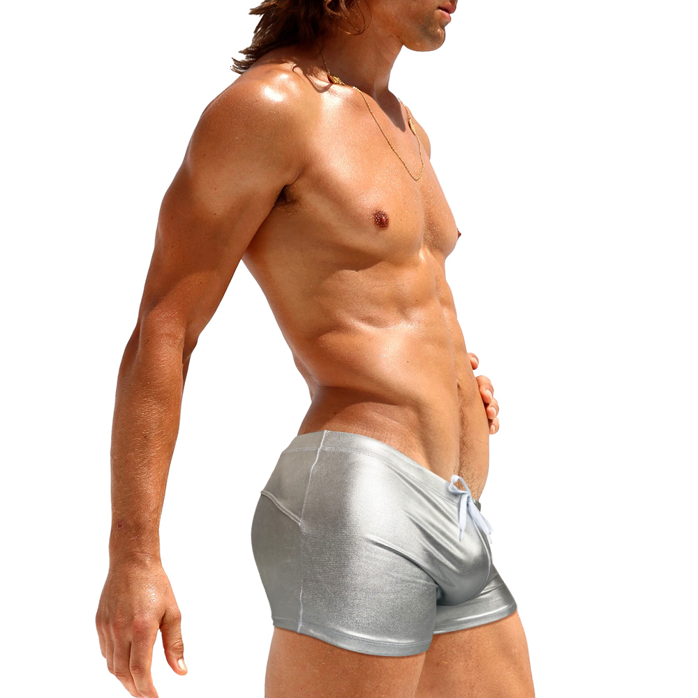 Men's Swimwear Sexy Mens Gold Sliver Stamp Swimming Trunks Male Sport Beach Surfing Shorts Quick Dry Maillot De Bain Bathing Swimsuit 230630 Z260