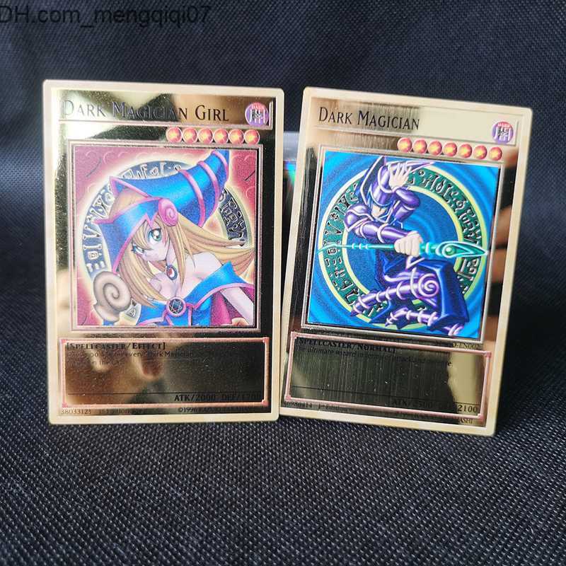 Card Games Yugioh Golden Metal Cards YuGiOh Alloy Collection Card Blue Eyes Dark Magicial Obelisk Slifer Ra Kids Christmas Birthday Gift 220808 Z23070