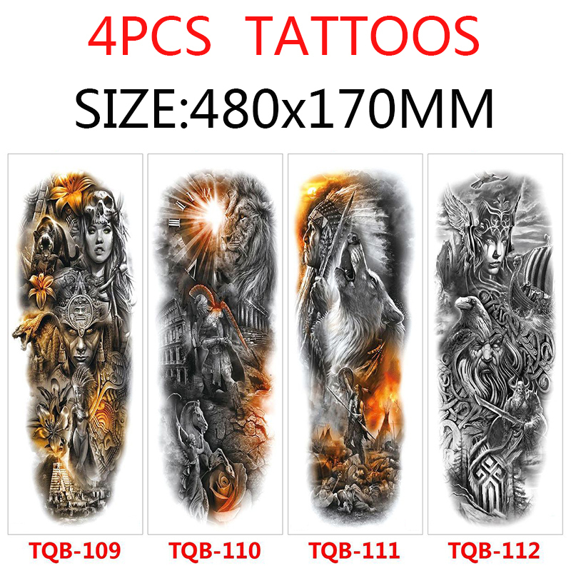 Temporary Tattoos Full Arm Temporary Tattoo Stickers Waterproof Men and Women Tattoo Totem Lion Tiger Body Painting Tattoo Sleeve 230701