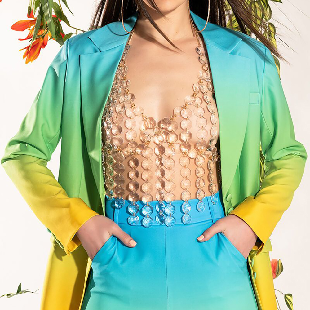 Other Fashion Accessories Acrylic Decoration Halter Bra For Women's Sexy Chest Chain Gothic Backless Body Chain Fashion Nightclub DJ Body Chain J