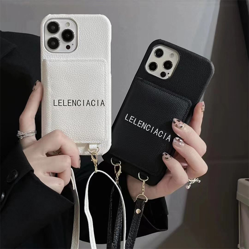Fashion Trendy Apple 14promax Phone Case 13 Crossbody Strap 11pro Leather Change Card Bag 11 Women Couples Cards Pocket Cellphone Cases