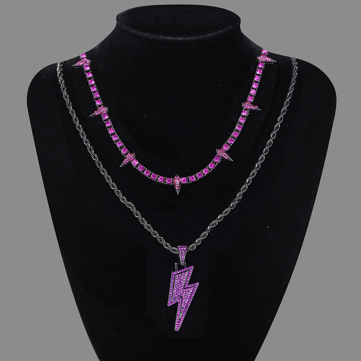 Black Panther Hip Hop necklace Overlay Dark Wind Superior alloy diamond Lightning pendant set 
Black Panther Hip Hop necklace Overlay Dark Wind Superior alloy diamond Lightning pendant set