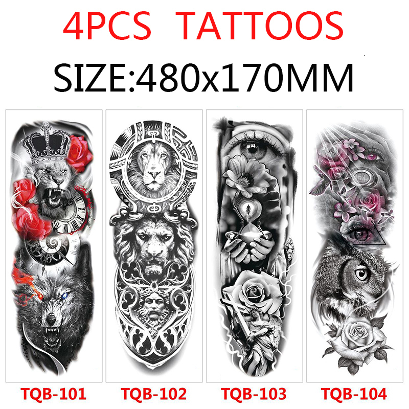 Temporary Tattoos Full Arm Temporary Tattoo Stickers Waterproof Men and Women Tattoo Totem Lion Tiger Body Painting Tattoo Sleeve 230701
