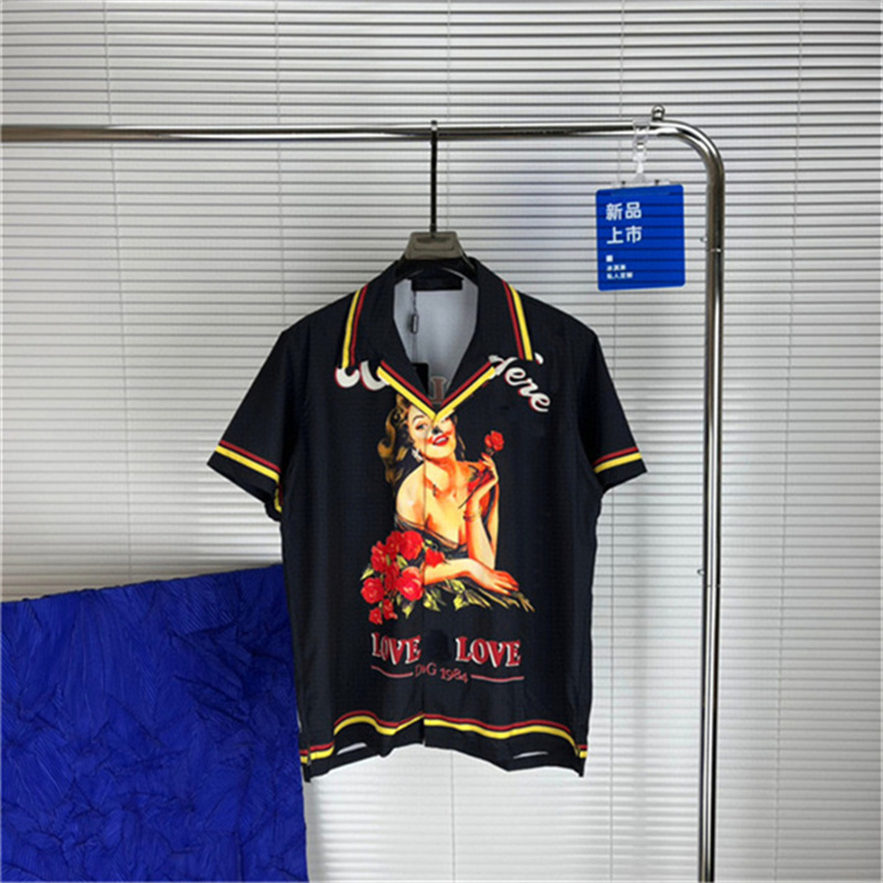 #6 Mens designer luxury dress Shirts silk Shirt Luxury Clothes Short Sleeve letter clowers print Casual Summer collar mens mix colors Size M-3XL 02