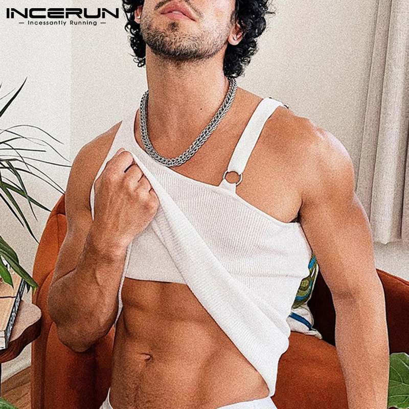 Men's Tank Tops Sexy Leisure Sleeveless Waistcoat Men Solid Comfortable Vests Fashion Casual Style Male Strappy 2023 S5XL INCERUN 230630