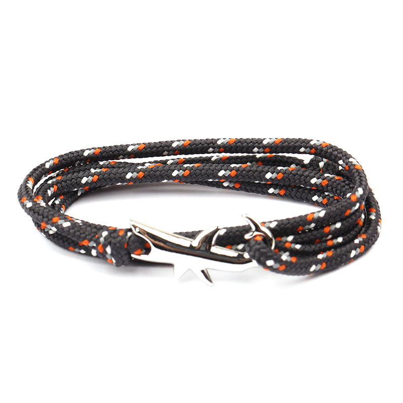 Viking Style Multi Layered Silver Shark Charm Paracord Bracelet Jewelry for Gift