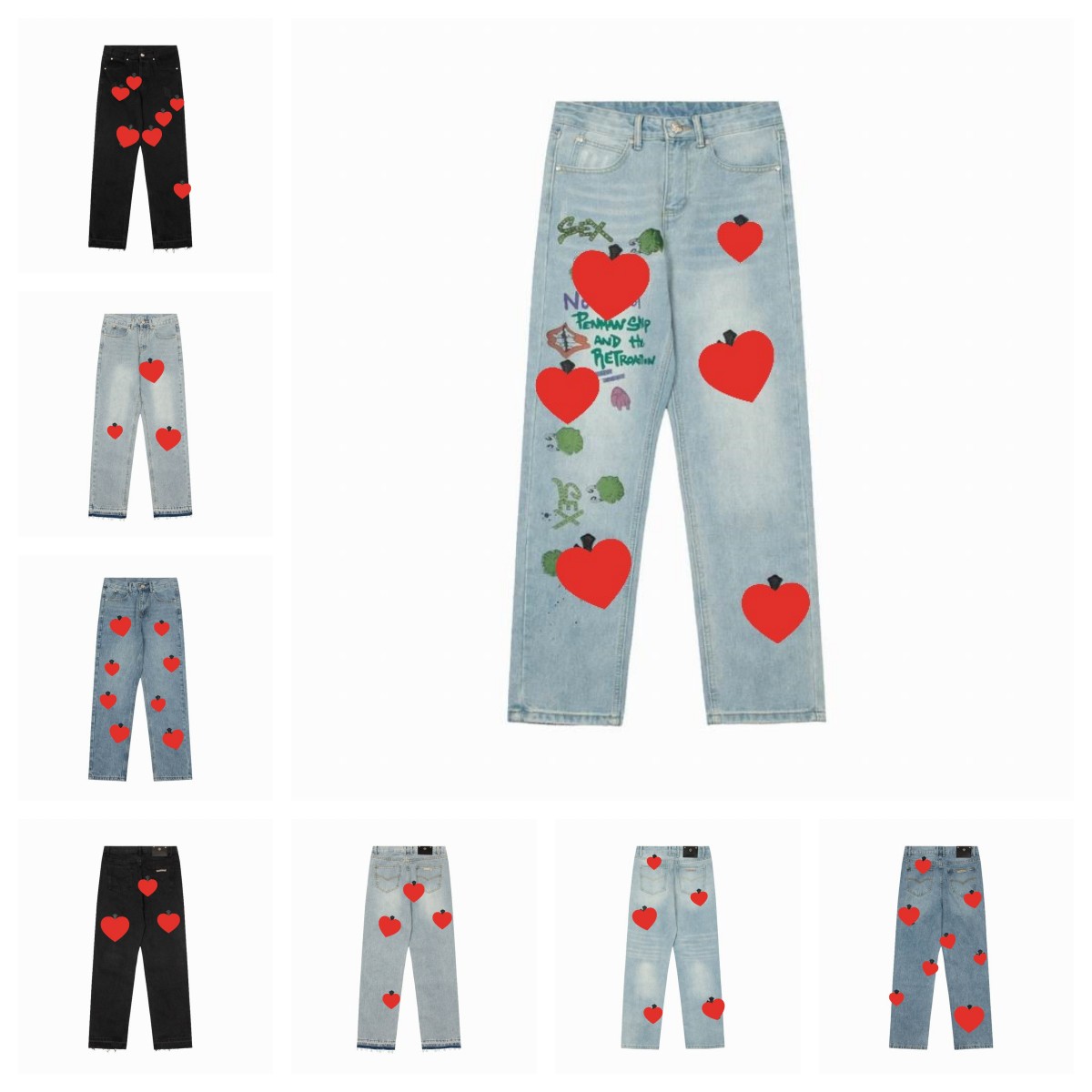 2023 Designer Jeans for Womens Mens Make Old Washed Fashion Pants Straight Trousers Heart Letter Prints for Woman Man Casual Long Style Bottoms S-XL, No.6
2023 Designer Jeans for Womens Mens Make Old Washed Fashion Pants Straight Trousers Heart Letter Prints for Woman Man Casual Long Style Bottoms S-XL, No.6